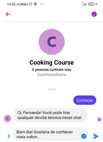 <p> Aparência do chat para o usuário </p> <p> Aparência do chat para o usuário </p>