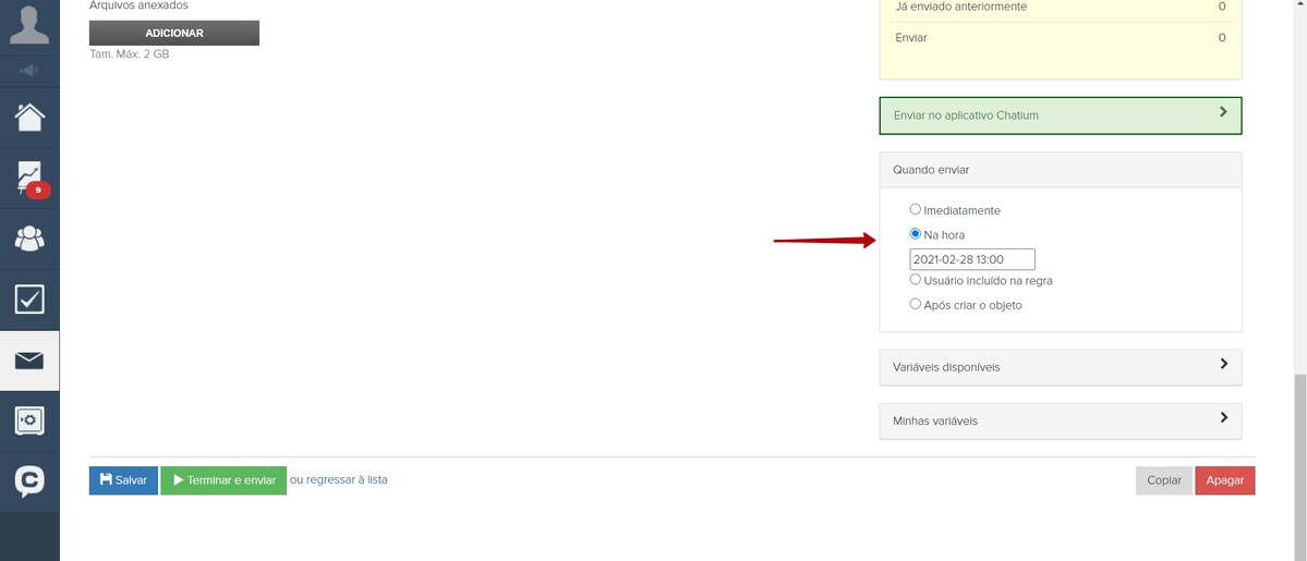 <p> Seleção do tempo específico para o envio da lista de e-mails </p> <p> Seleção do tempo específico para o envio da lista de e-mails </p>